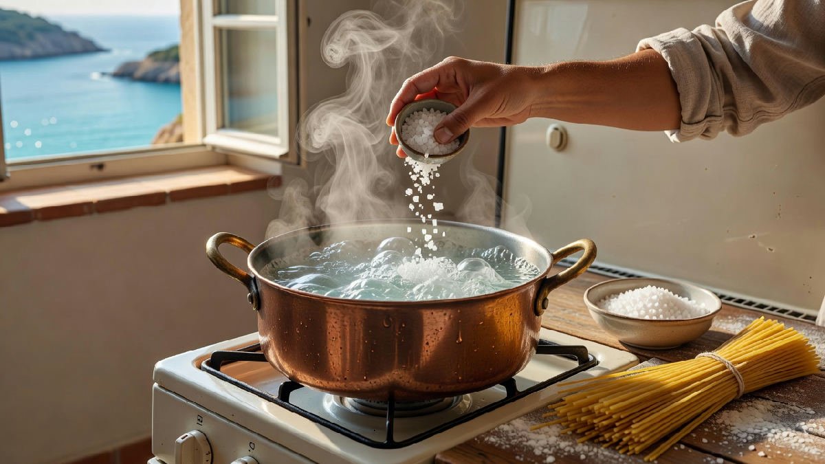 Pasta al dente koken in zout water